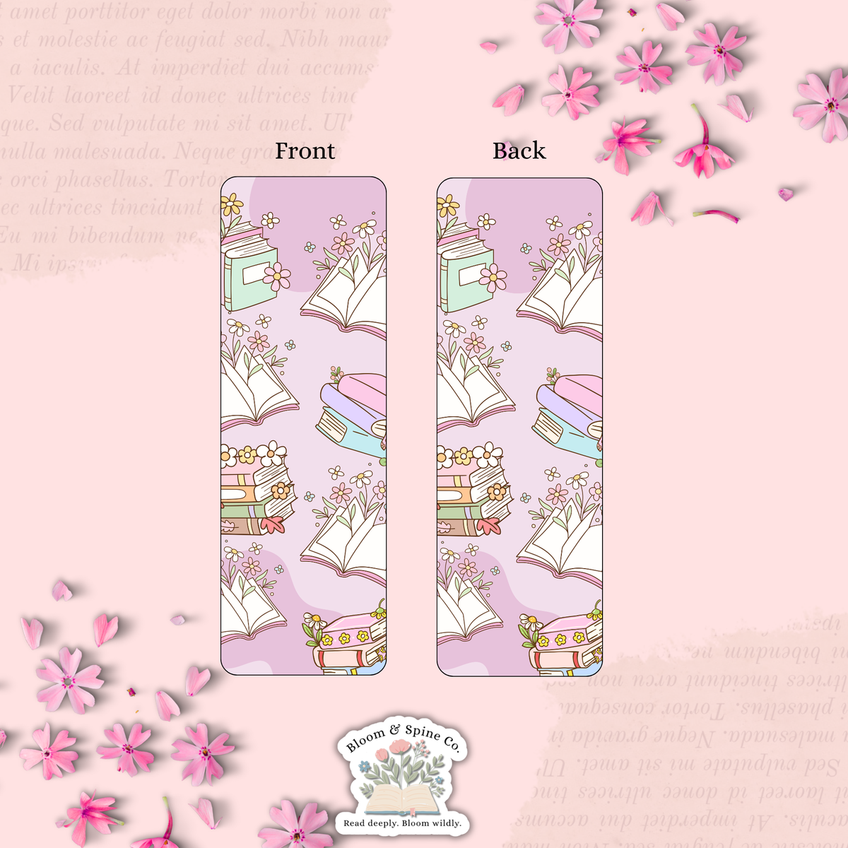 Pink Floral Books Bookmark