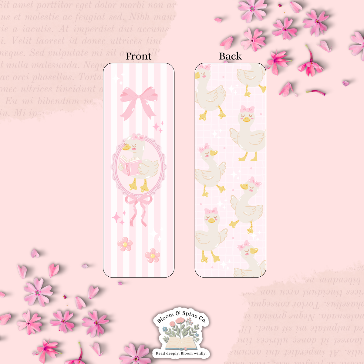 Girly Duck Reading Bookmark