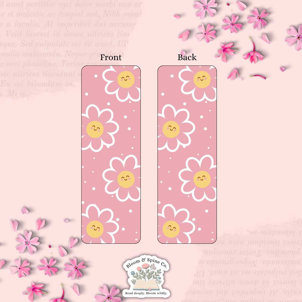 Pink Flowers Smiling Bookmark