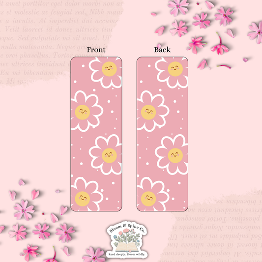 Pink Flowers Smiling Bookmark